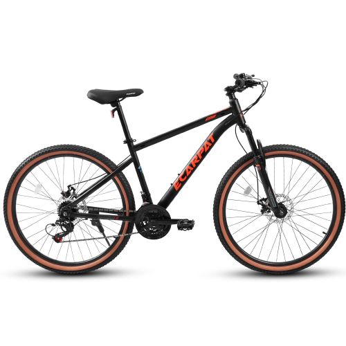 Ecarpat Mountain Bike 27.5 Inch Wheel, 21-Speed Disc Brakes Trigger Shifter, Carbon Steel Frame Mens Womens Trail Commuter City Snow Beach Mountain Bi